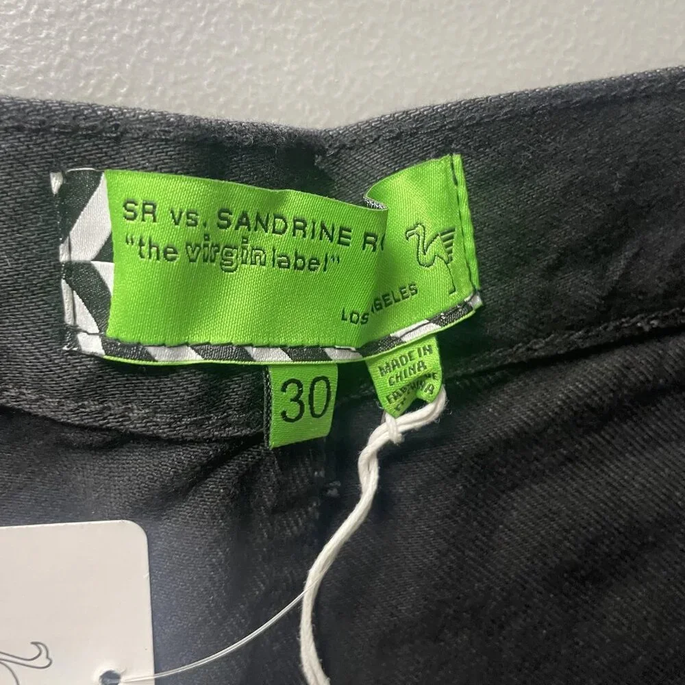 Sandrine Rose Jeans Womens‎ 30 Black Wide Leg Baggy High Rise Distressed Grunge